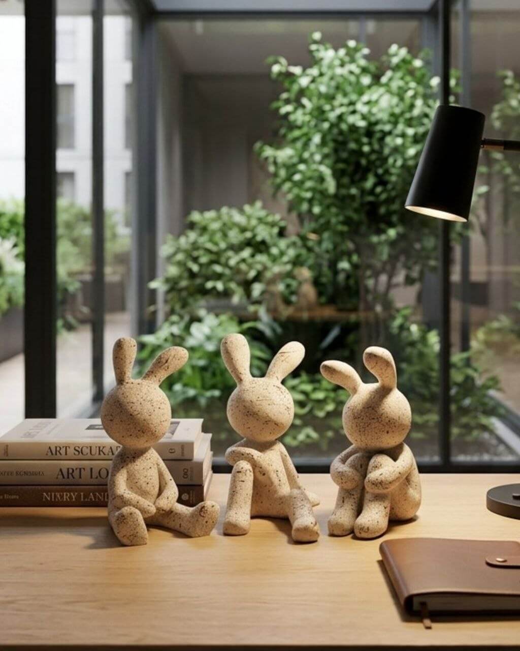 3’lü El Boyaması Tavşan Biblo Seti
