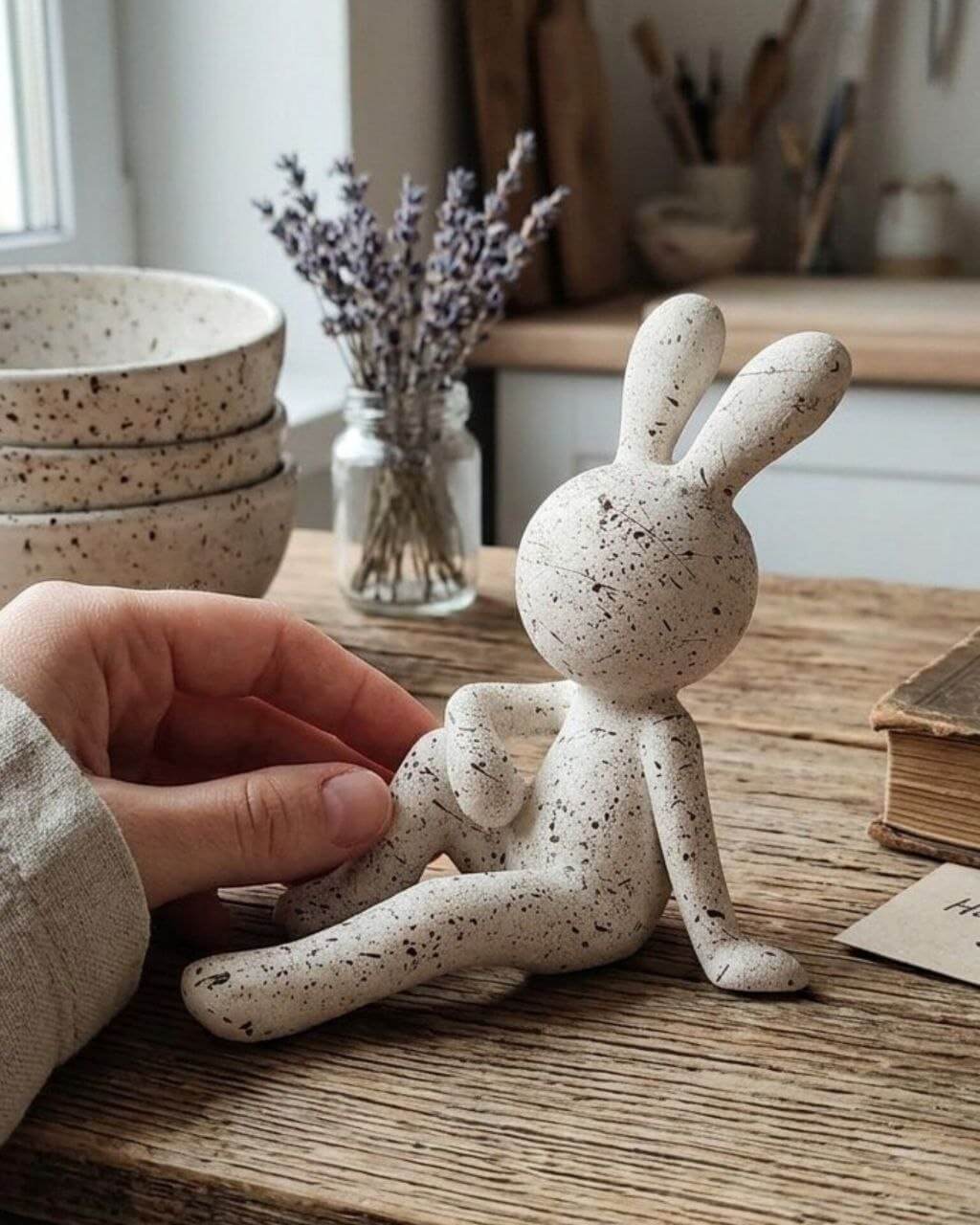 3’lü El Boyaması Tavşan Biblo Seti