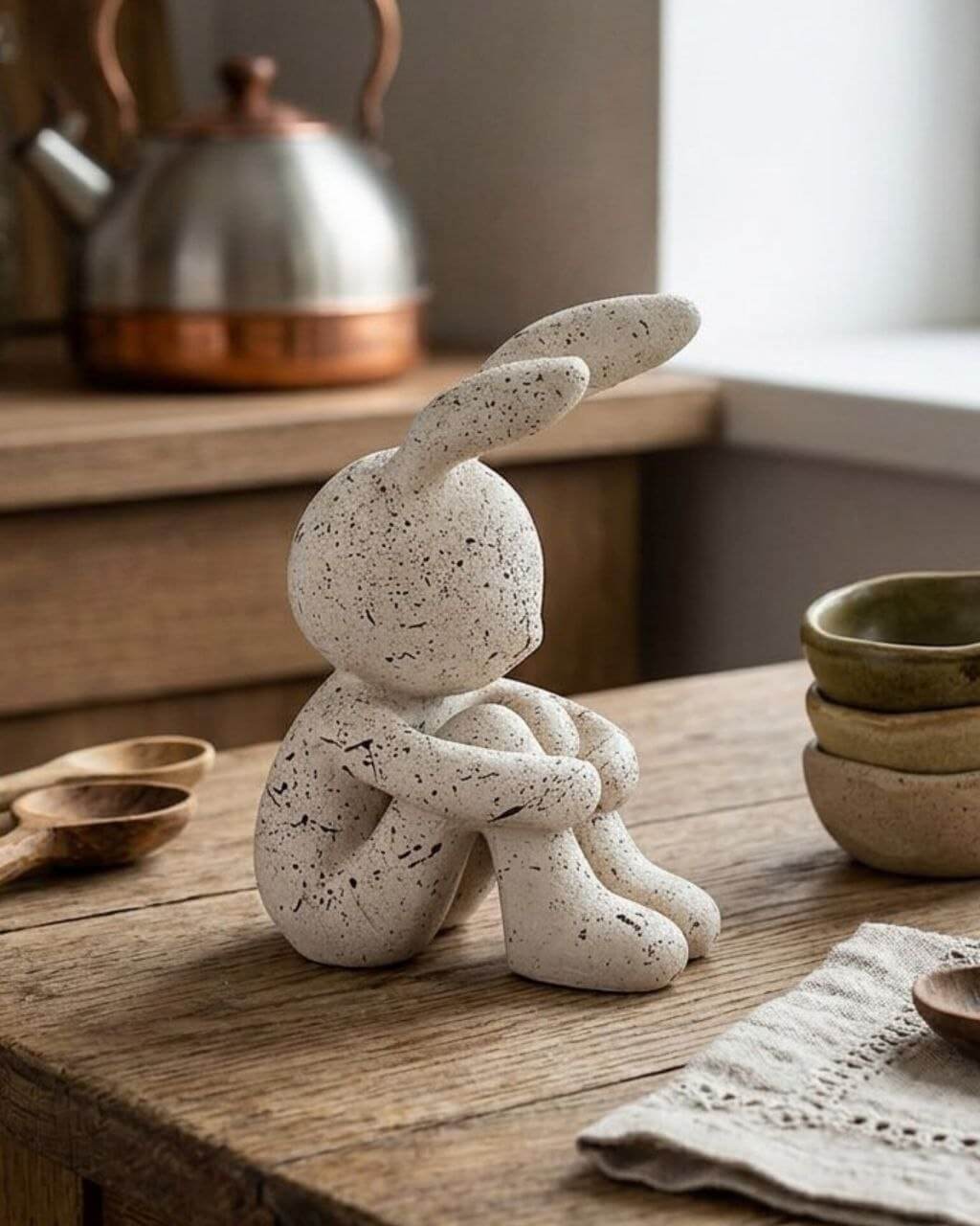 3’lü El Boyaması Tavşan Biblo Seti