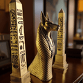 Anubis Heykeli ve Mısır Obelisk Seti - Antik Mısır Dekoru & Biblo