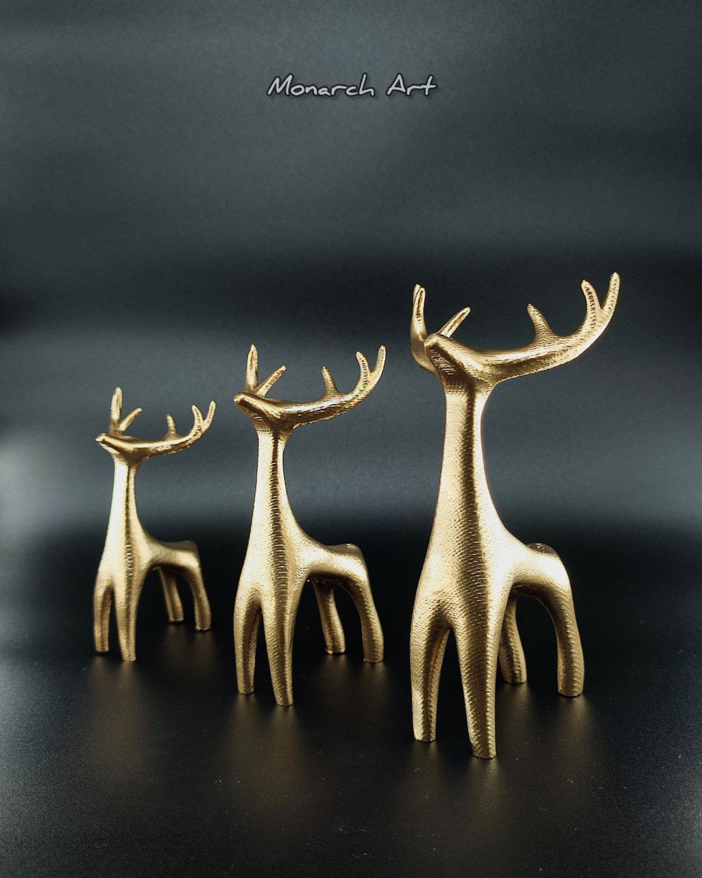 3’lü Geyik Figürü Biblo Seti - Modern Altın Ev ve Ofis Dekorasyon Objesi