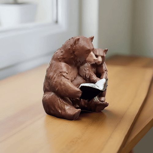 Kitap Okuyan Ayı ve Yavrusu Biblo Seti