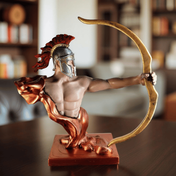 Antik Roma Savaşçısı Okçu Heykeli - Lüks Ofis ve Çalışma Masası Aksesuarı - Dekoratif Biblo